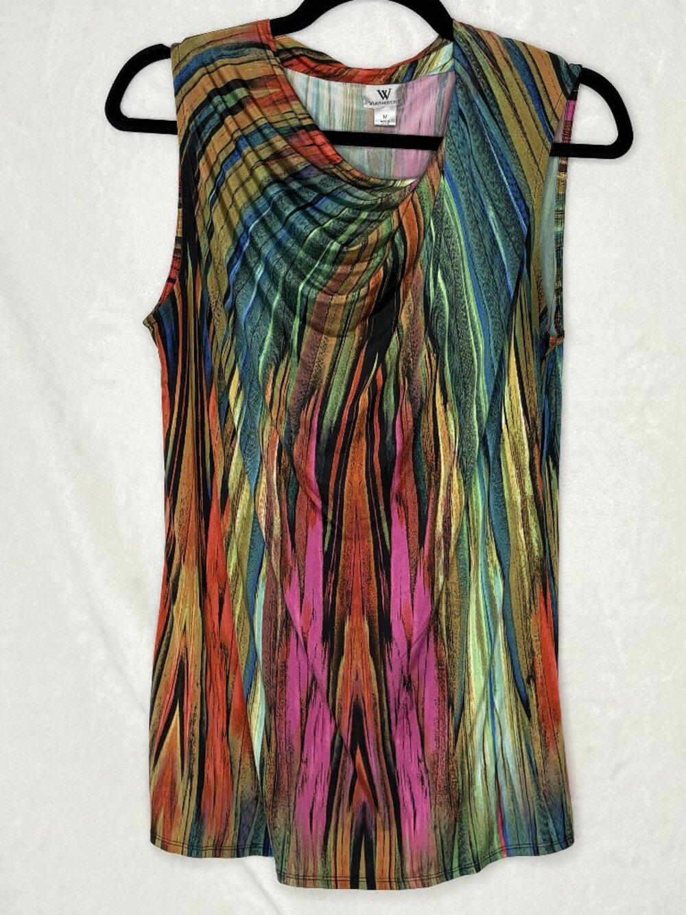 Worthington Women's Abstract Non-Symmetric Scoop Neck Sleeveless Top - M
